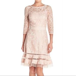 Tadashi Shoji Embroidered lace overlay dress Sz 6